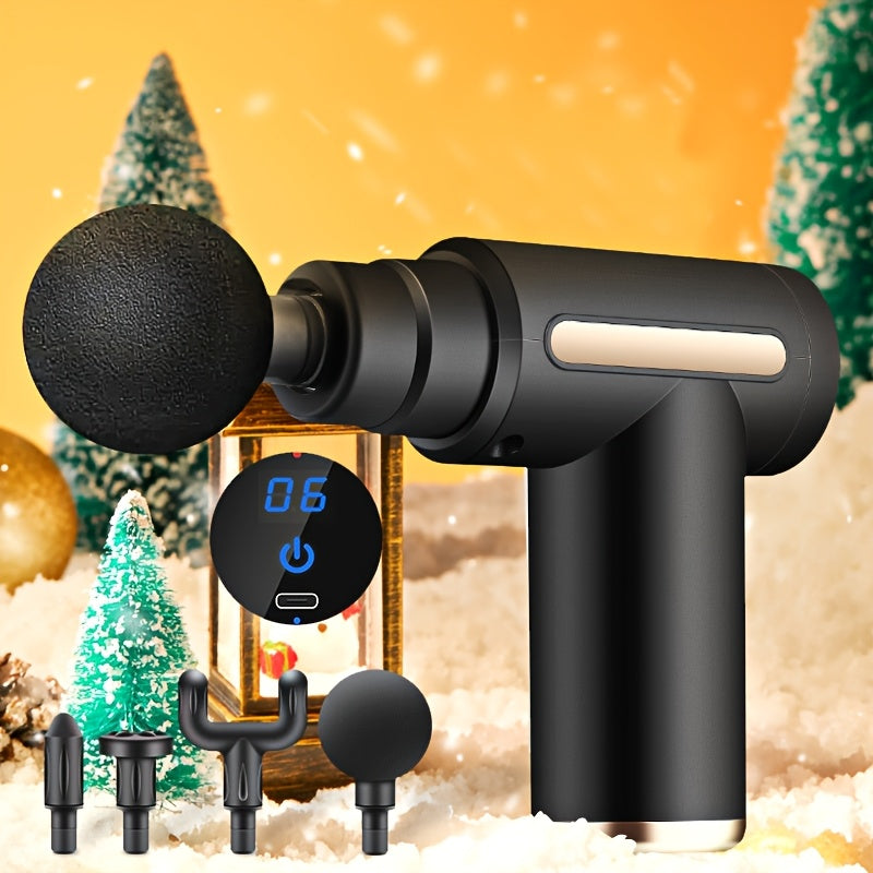 USB Rechargeable Massage Gun with LCD Display 6-Speed Deep Tissue Muscle Relaxation