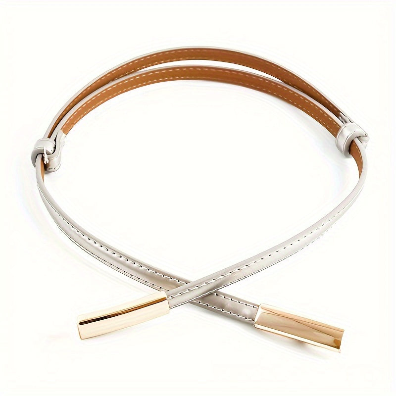 Cinturón de PU para mujer con cinturilla ajustable y hebilla dorada para vestidos y abrigos