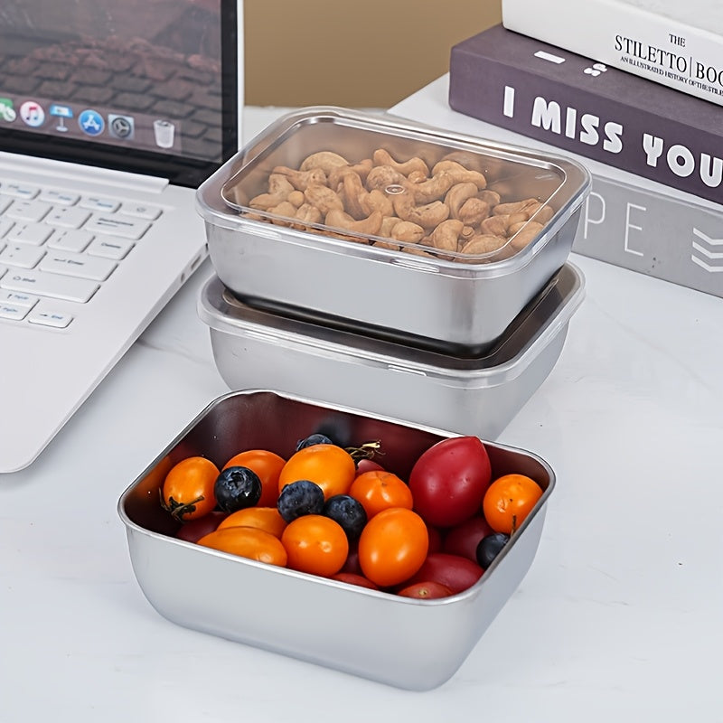 Juego de 5 recipientes de acero inoxidable con tapas para almacenamiento de alimentos, preparación de comidas y picnic