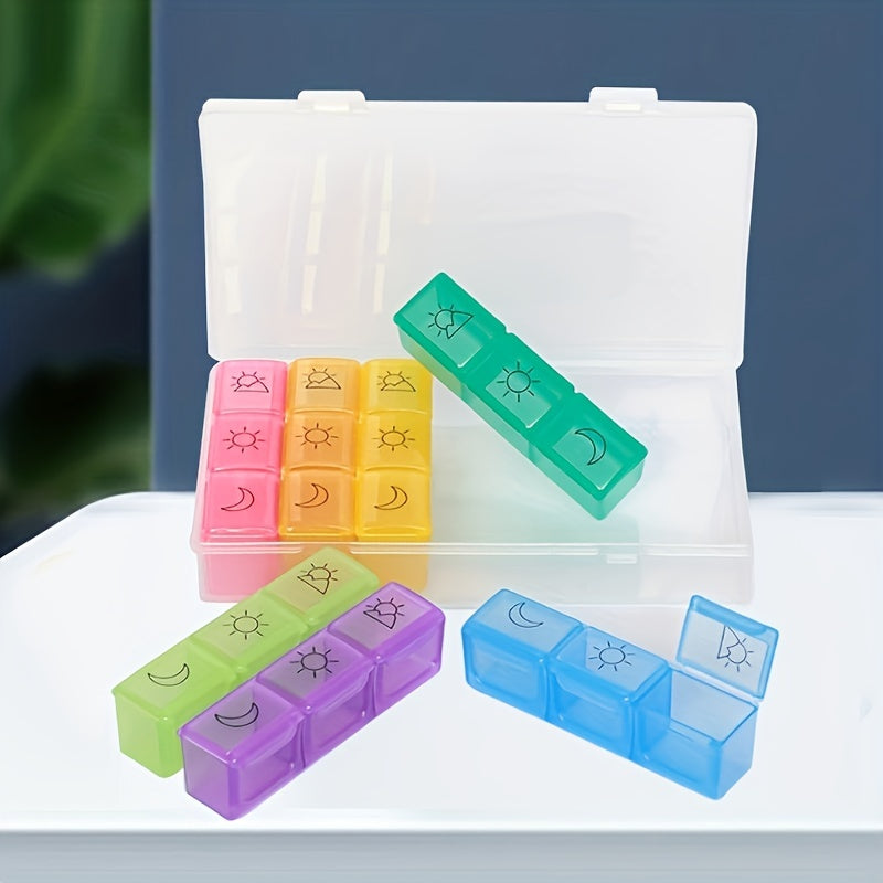 Large Capacity 21-Grid Pill Organizer Portable Plastic Medicine Storage Case