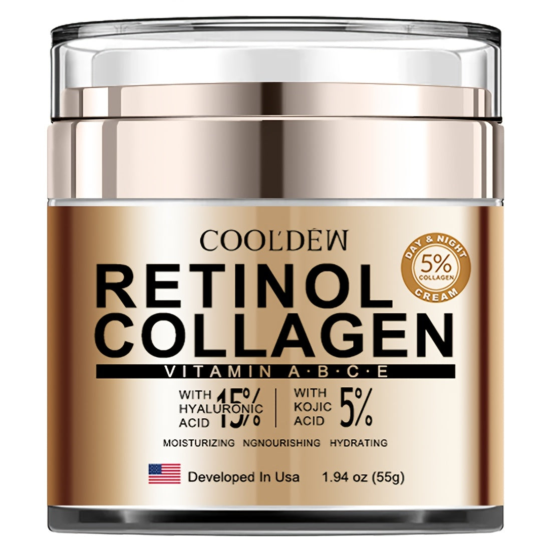 Crema facial con retinol y colágeno para todo tipo de piel 1.94oz Hidratante, iluminadora y reafirmante