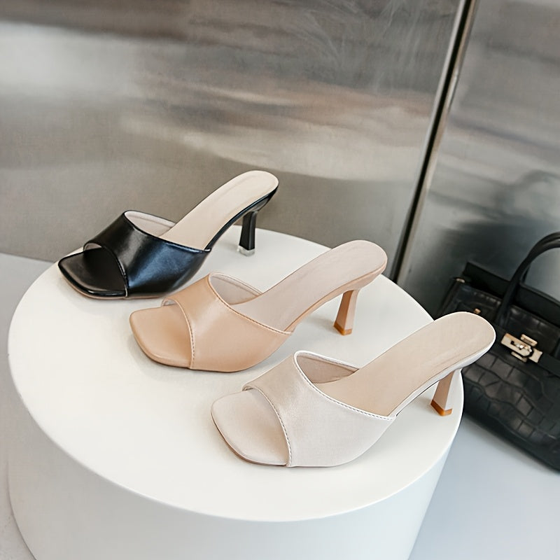 Women's Slip-On Mid-Heel Sandals Synthetic Open-Toe Casual Office Party