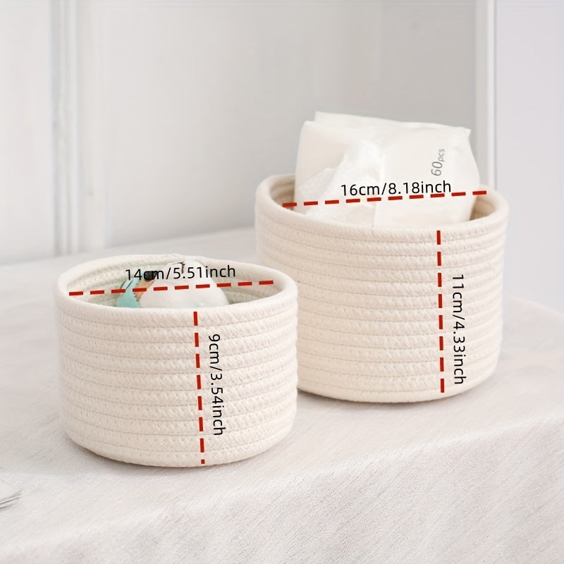 Juego de 2 cestas de almacenamiento redondas de mimbre multicolor para organizar baño, dormitorio, sala de estar