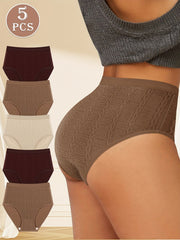 5-dona plus o'lchamdagi o'rta balandlikdagi ichki kiyimlar, qulay va zamonaviy, jakard dizayni bilan