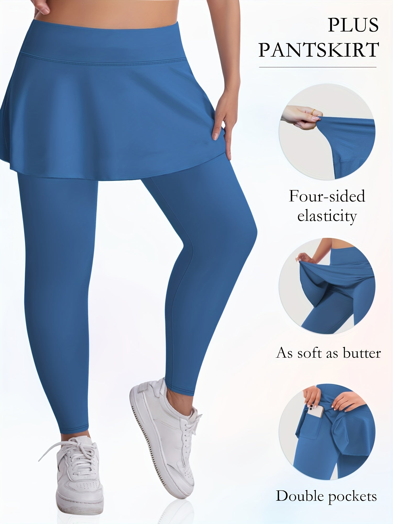 Women's Plus Size Solid Color 9-Inch Stretch Shorts with Pockets for Tennis and Golf