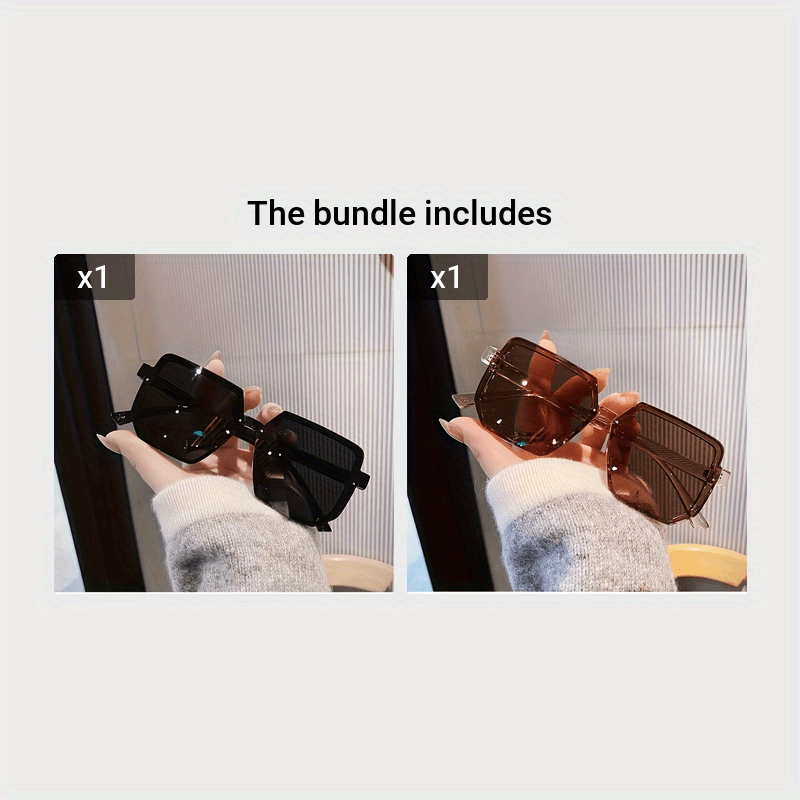 Gafas de marco cuadrado oversized para mujer para conducir moda decorativa de plástico