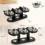 Adjustable Elevated Cat and Small Pet Food Bowl with Stainless Steel Stands