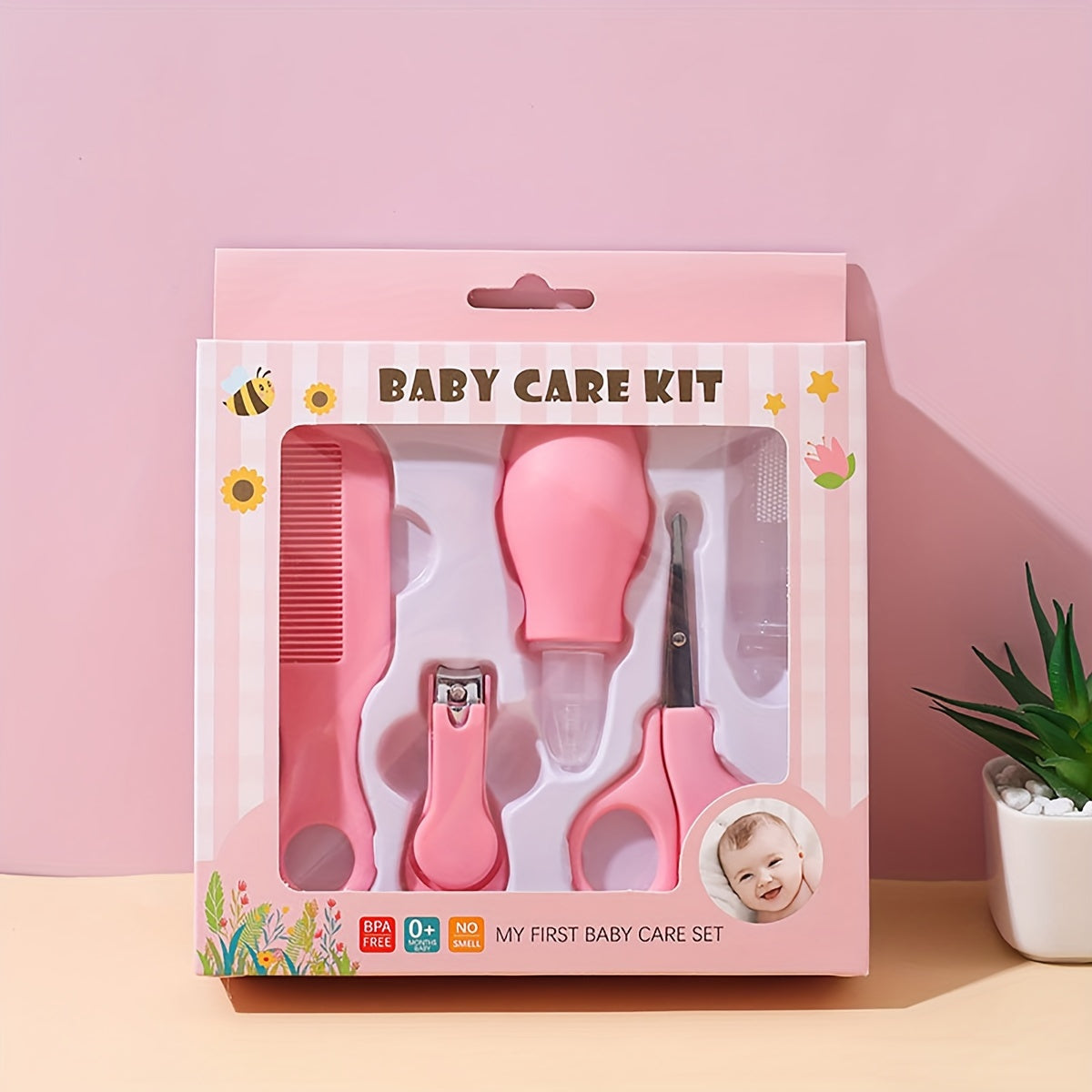 Baby Care Set 5 Pieces for 3 Years Plus with Nasal Aspirator Nail Clippers and Comb