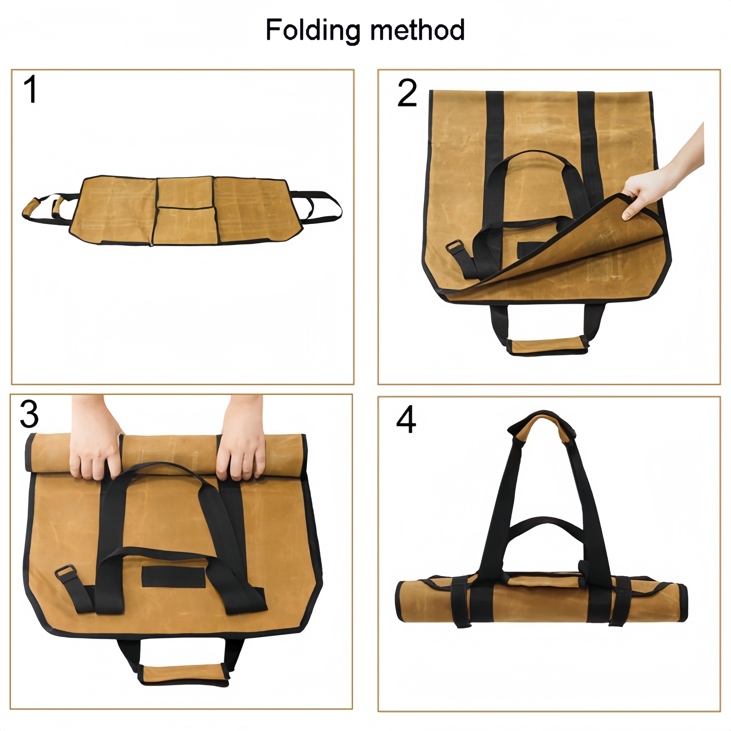Canvas Firewood Carrier with Handle Log Tote for Firewood Storage and Transport
