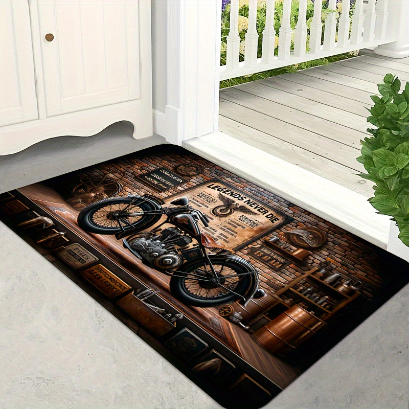 Фланелевый коврик для ретро-мотоклуба — нескользящий, моющийся, отлично подходит для декора гостиной и спальни, идеально подходит для домашнего декора на День благодарения.