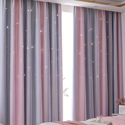 Cortina translúcida de degradado gris con patrón de estrellas y ojales para sala de estar y dormitorio