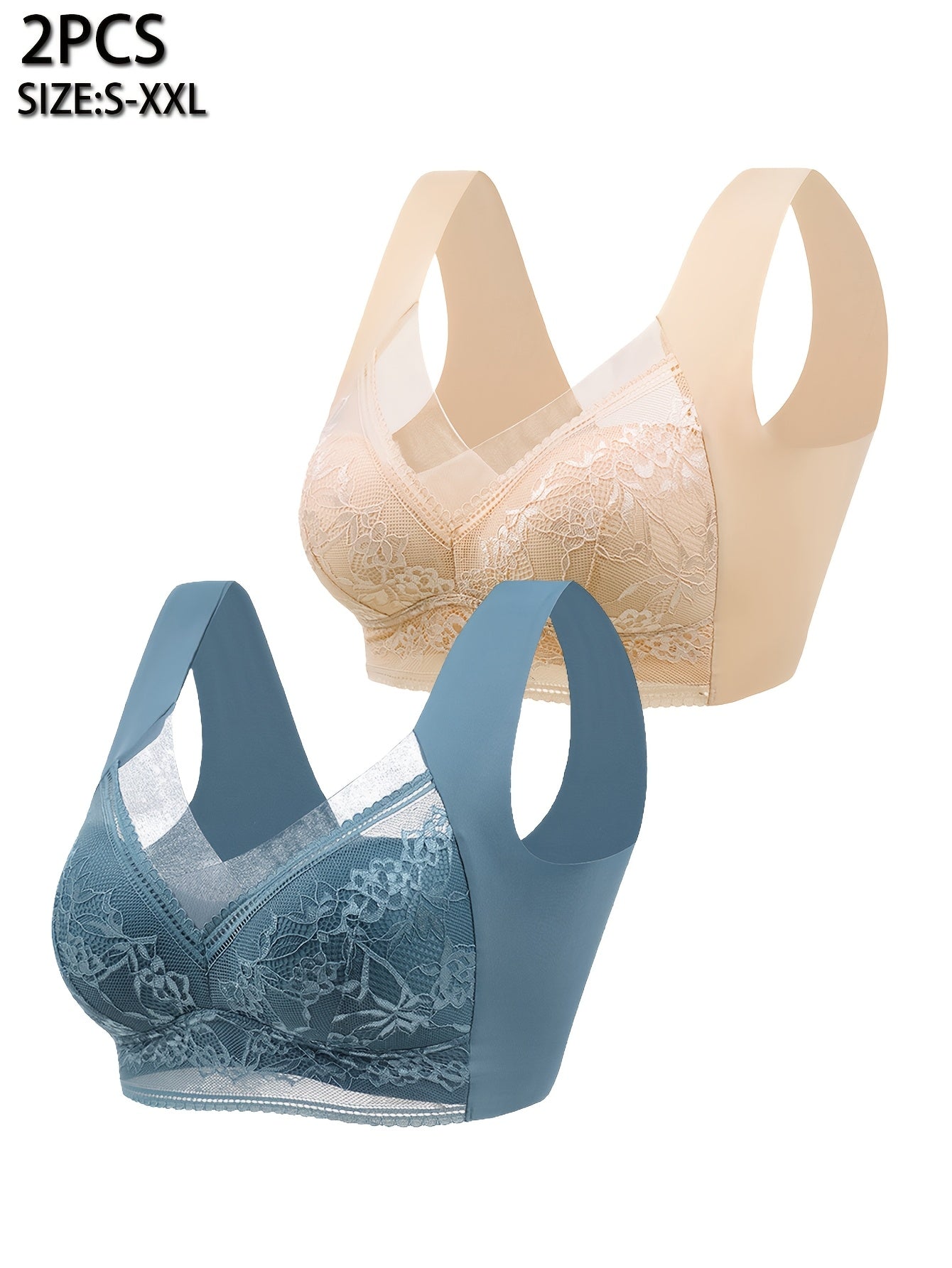 2 ta gullar bilan to'qilgan sport brasslari ayollar uchun, poliamid to'qima matosidan tayyorlangan, nafas oladigan to'liq qoplovli yoga faol kiyimlari, jozibali bir rangli dizayn bilan.