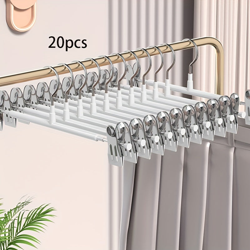 Adjustable Metal Pants Hangers Set of 10 Non-Slip Space-Saving Closet Organizers for Skirts and Underwear
