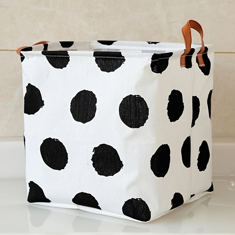 Printed Storage Cube Basket for Home Organization Cotton Linen Foldable Toy and Laundry Bin