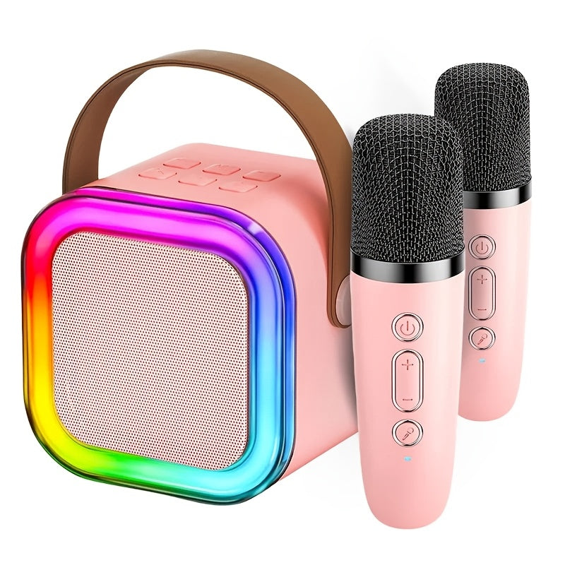 Wireless Microphone Speaker for Karaoke Home Audio System Pink White