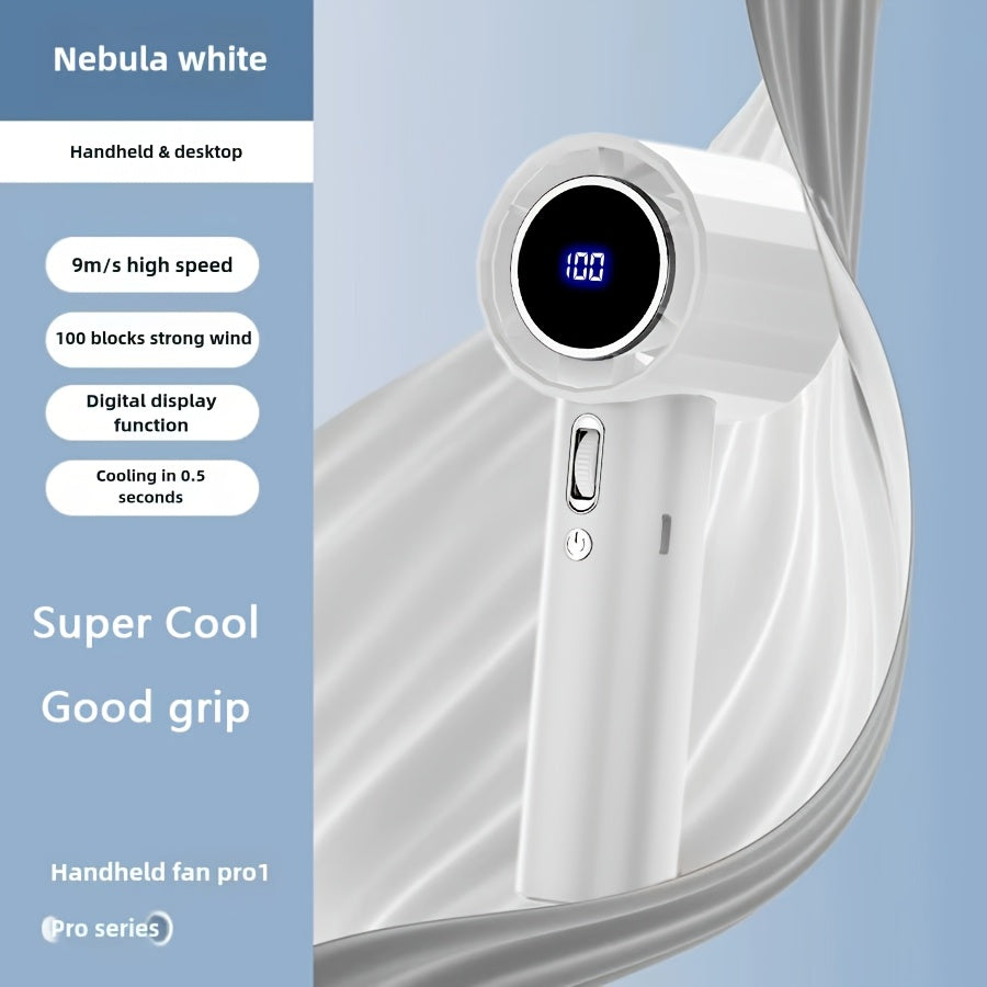 Portable Handheld Fan with Ice Cream Design, USB Charging, Digital Display, 100 Speeds