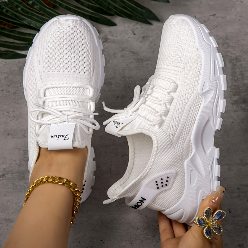 Women's Slip-On Sneakers Breathable Mesh Casual Shoes White Black