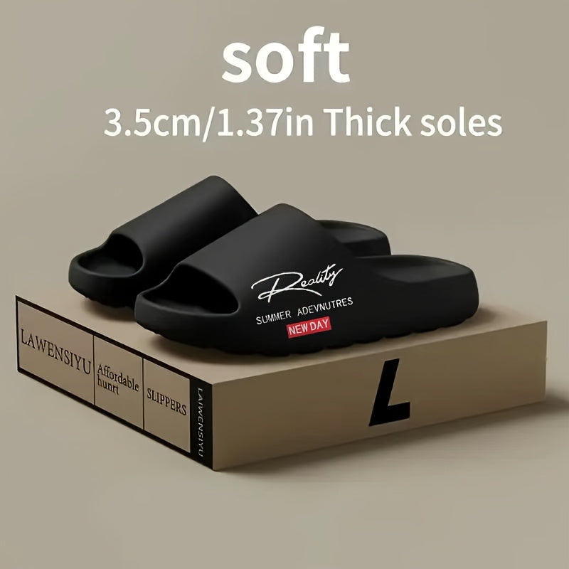 Unisex Thick Soft Indoor Outdoor Slippers with Textured Sole Black White Brown