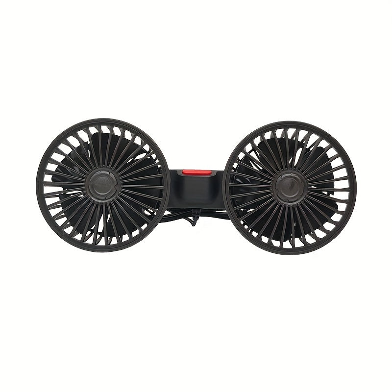 Car Fan Dual Head Vehicle Air Conditioner Portable Clip-On 360° Rotation