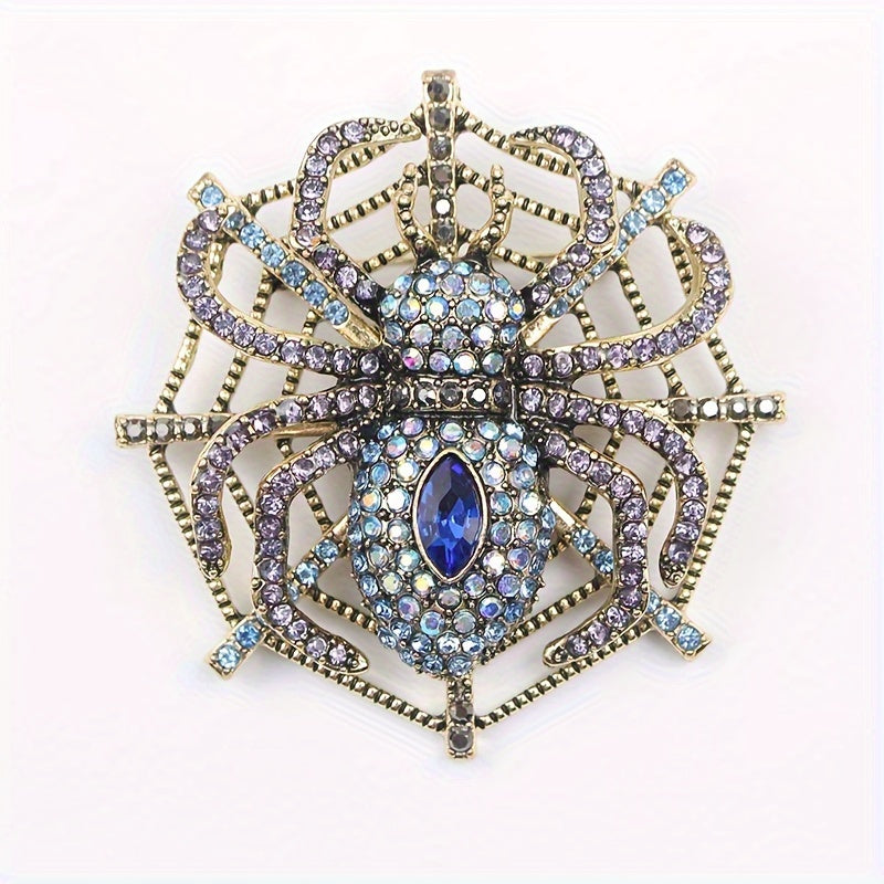Punk uslubidagi vintage rhinestone to'rgul brosh - kiyimlar uchun hayvon ilhomlangan hasharot pin - jasur moda bayonoti aksessuar