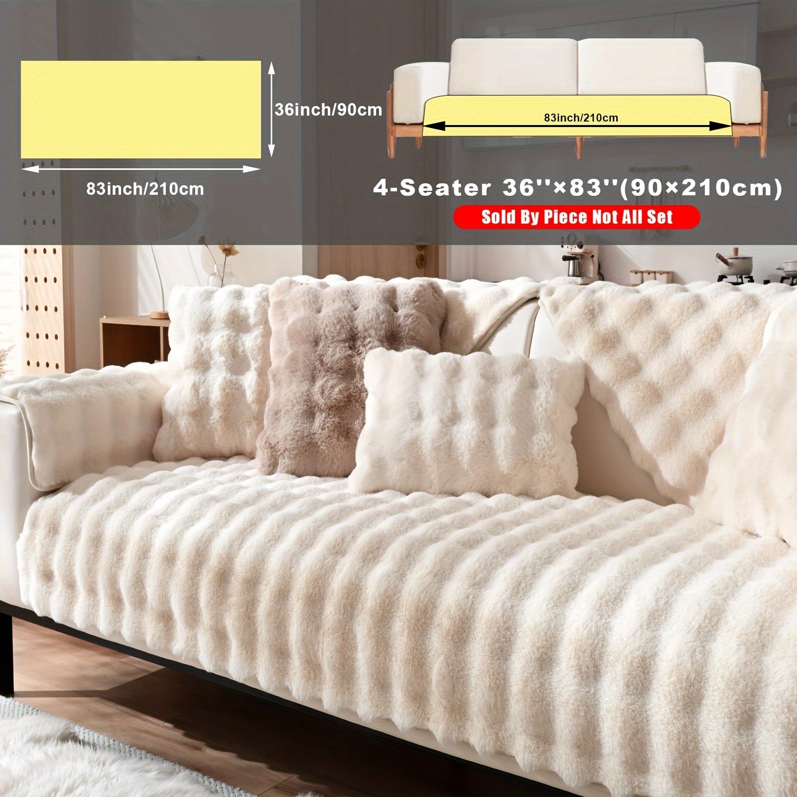 Накидка на диван из флиса для 2-4 местных диванов в 8 цветах, моющаяся в машине, дружелюбная к питомцам, современный дизайн