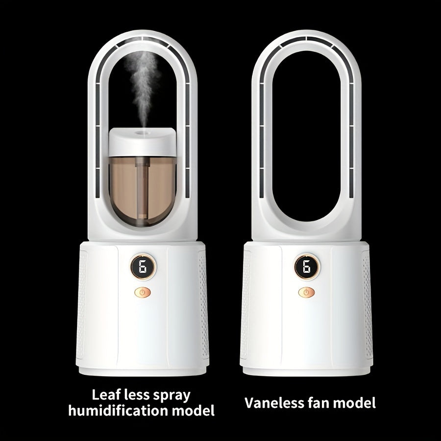 Rechargeable Portable Bladeless Desktop Fan with Mist Humidifier 2200mAh Battery