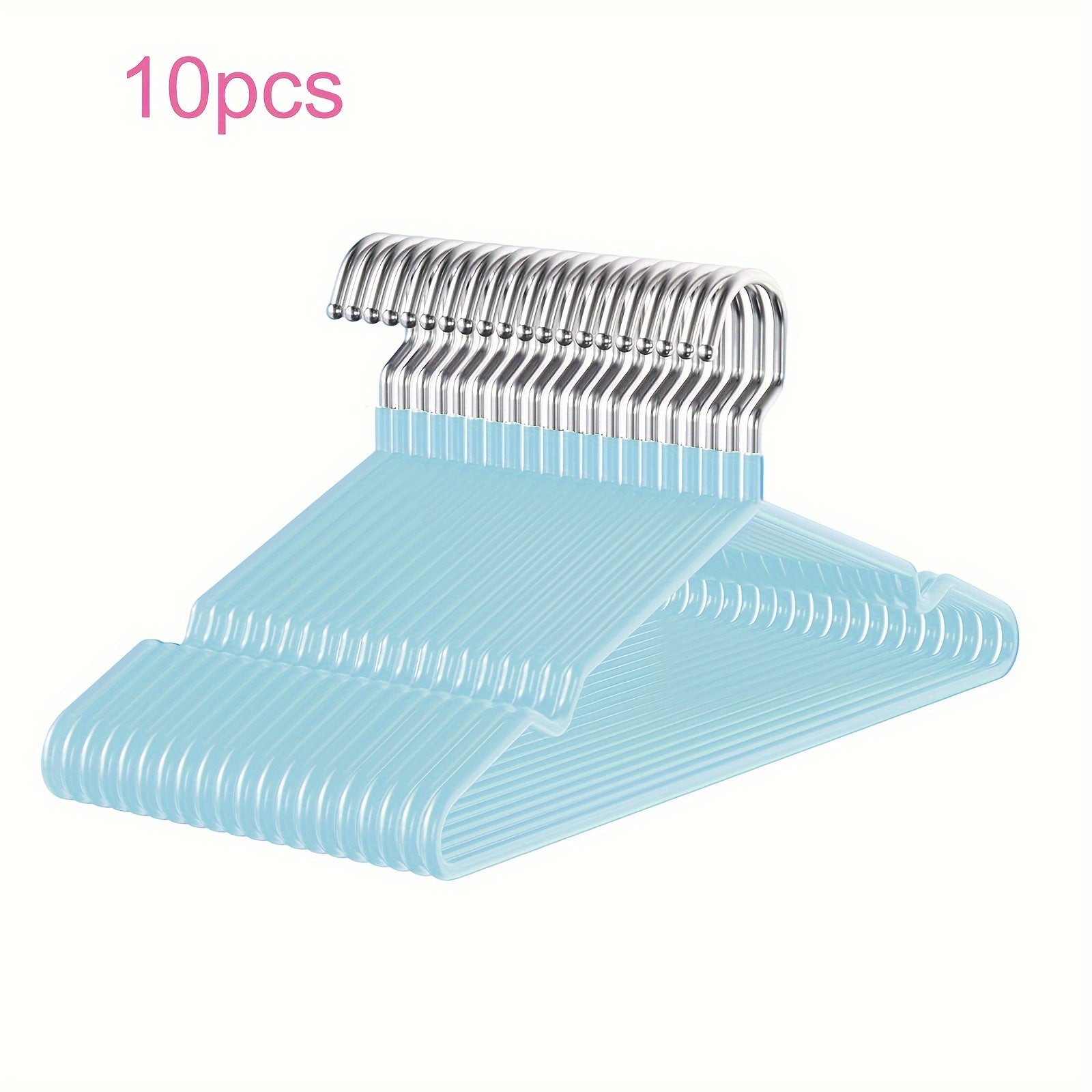 Set of 10 Heavy Duty Non-Slip Metal Clothes Hangers with Grooves for Bedroom Bathroom Dorm