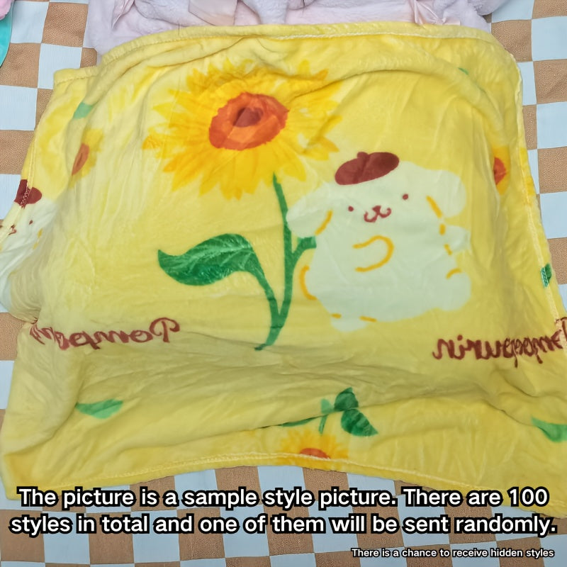 Solid Color Striped Flannel Blanket for Office Use Warm Thick Small Blanket