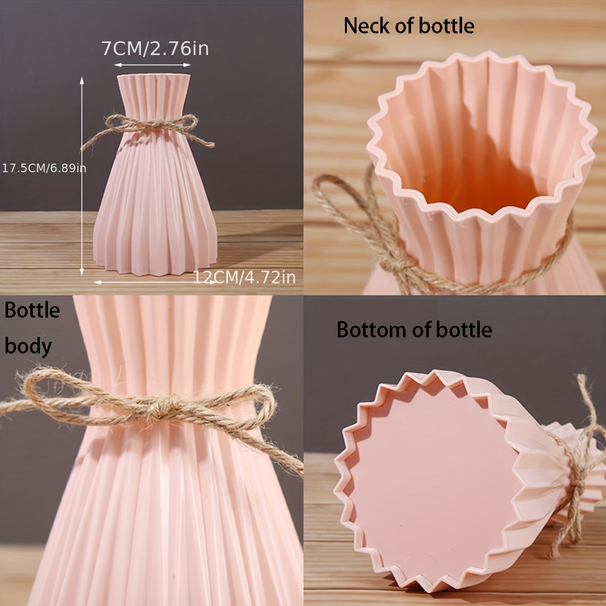 Faux Ceramic Vase with Nordic Stripes for Home Decor Artificial Flower Arrangement