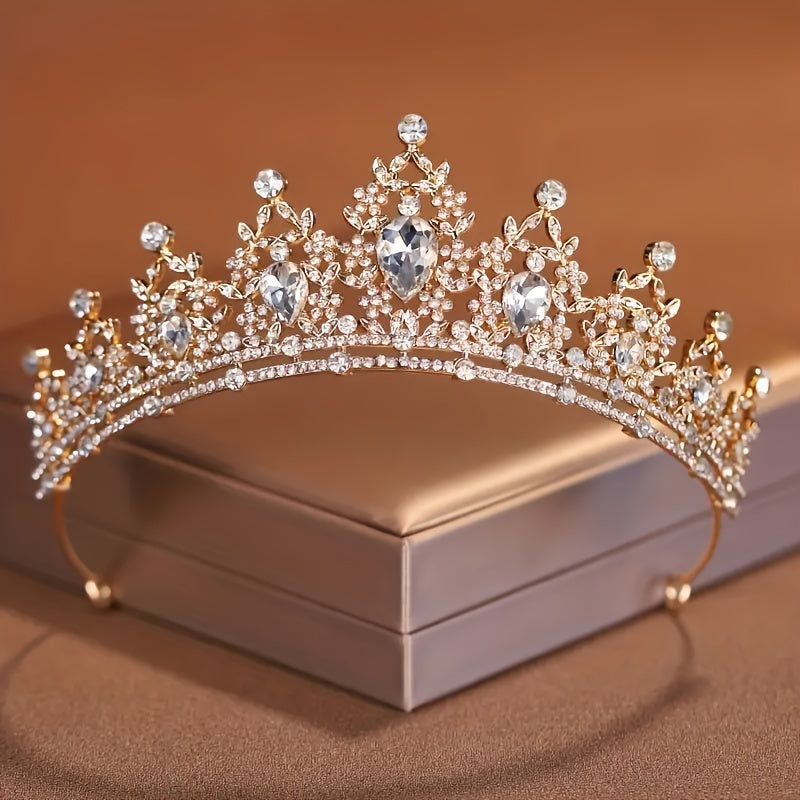 Bridal Tiara with Purple Crystals and Korean Princess Crown for Women