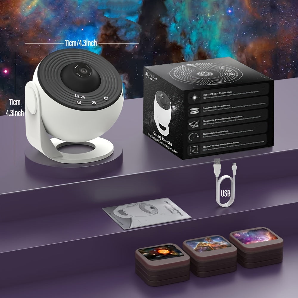 USB Powered Galaxy Projector with Interchangeable Films for Bedroom Hotel Restaurant and Game Room