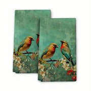 Set of 2 Kitchen Hand Towels Dish Cloths and Scouring Pads for Cleaning and Decor