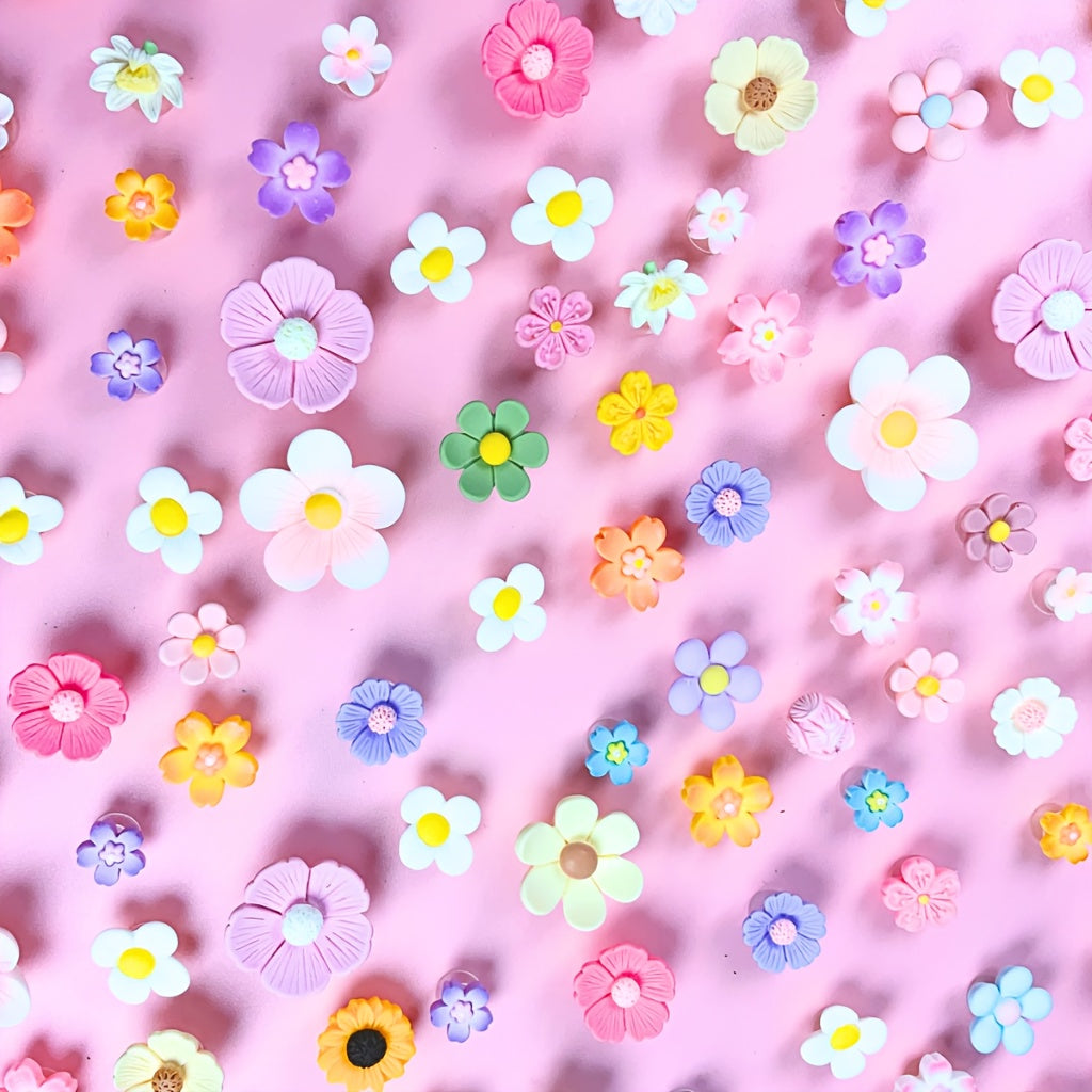 Women's ABS Flower Shoe Charms 15Pcs Colorful Daisy Rose Decorations