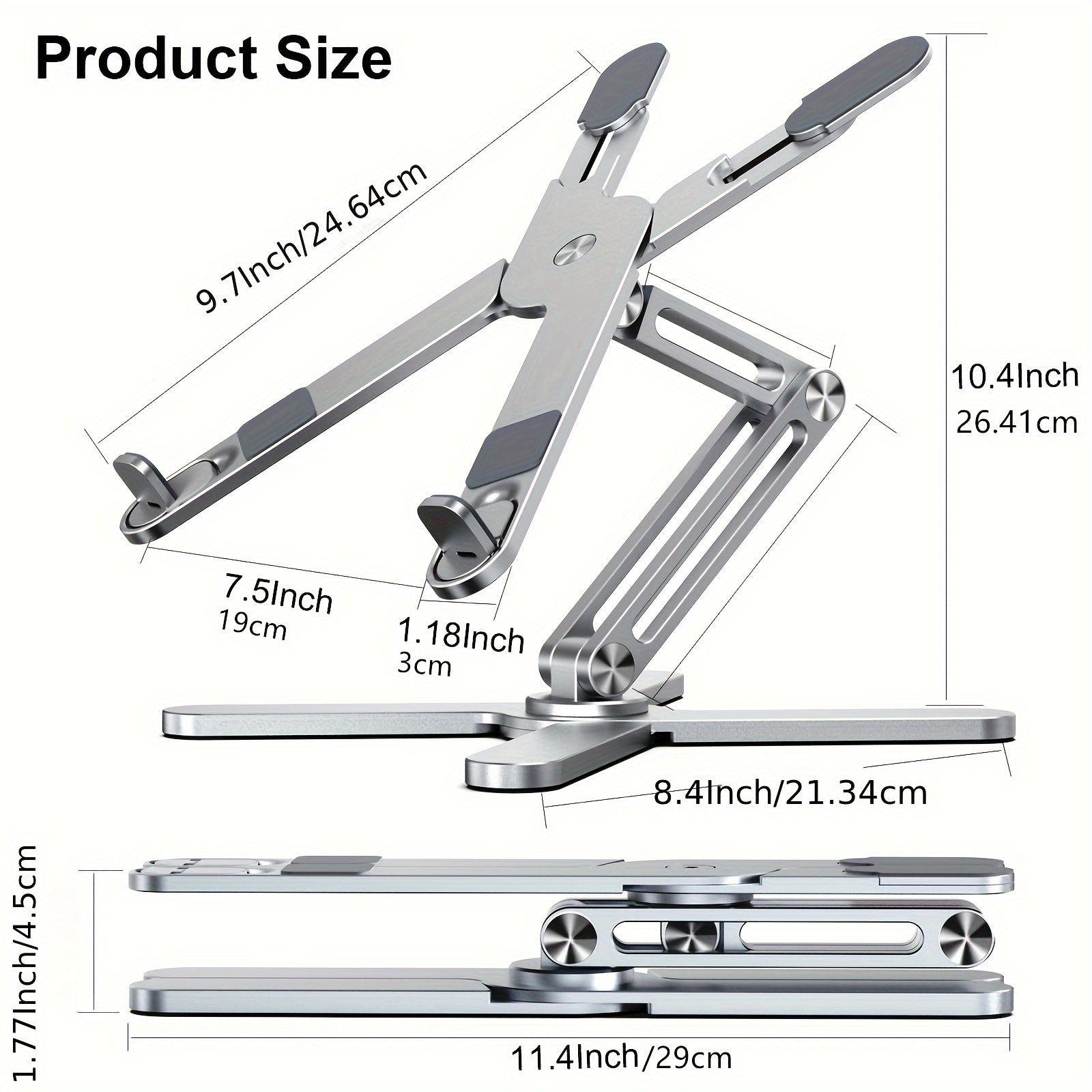 Алюминиовая подставка для ноутбука с вращением на 360°, складная, с теплоотводом для портативного использования