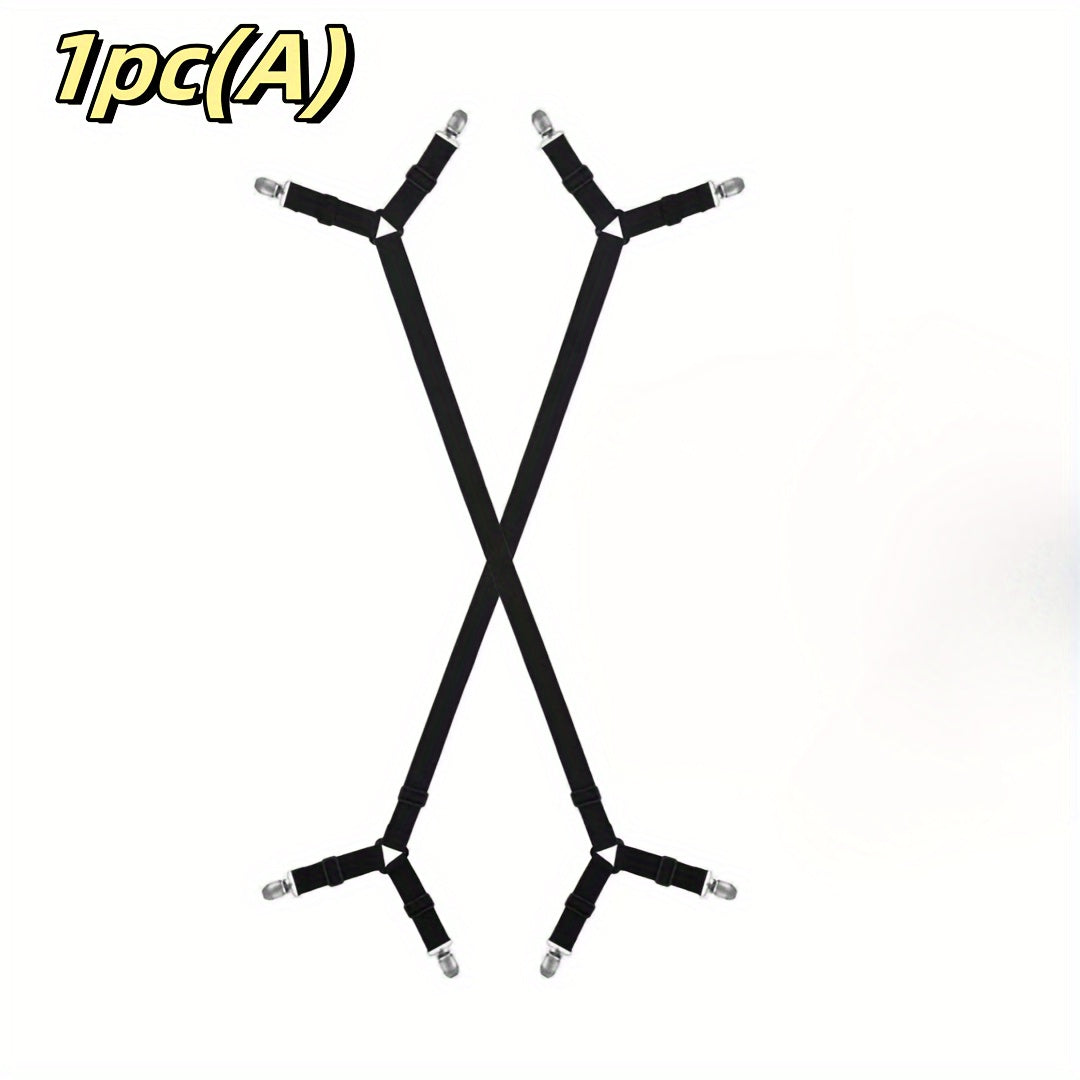 Funda ajustable elástica para sábanas y mantas en negro, clips antideslizantes para colchones, manteles y fundas de sofá