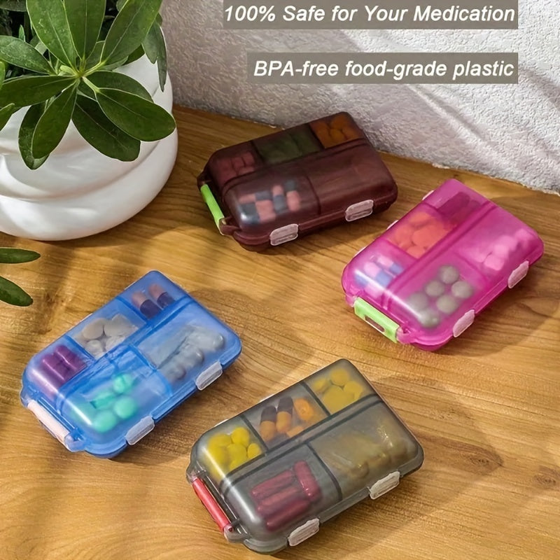 Portable Small Weekly Pill Organizer for Travel Medicine Box Compartments