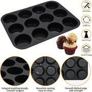 Silicone Cupcake Pan 12-Cup Nonstick BPA-Free Baking Mold Kitchen Accessory