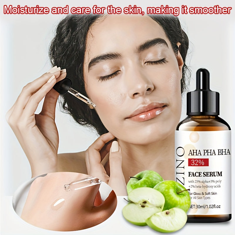 ROZINO 30ml Yuz Serumi AHA 32% + BHA 3% - Chuqur namlanish, chiziqlar va teshiklarni silliqlaydi, hid qo'shilmagan, gippoallergen. Barcha teri turlari, shu jumladan sezgir teri uchun mos.