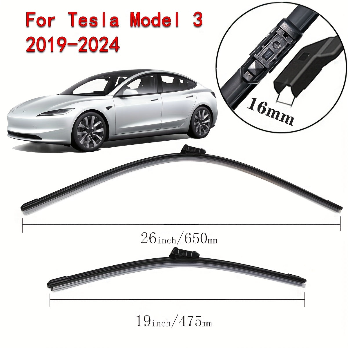 Car Wiper Blade Set for Tesla Models X Y 71.12cm and 45.72cm Replacement