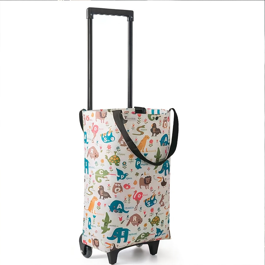 Waterproof Folding Shopping Cart with Wheels Oxford Cloth Leak-Proof 40kg Capacity