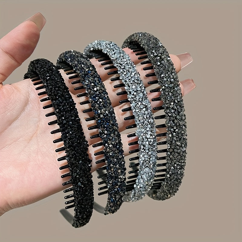 Full Diamond Hairbands with Teeth Anti-Slip for Face Washing and Makeup