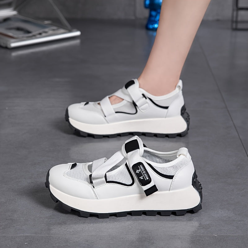 Women's Summer Casual Sneakers Breathable Mesh Adjustable Slip-On White Black