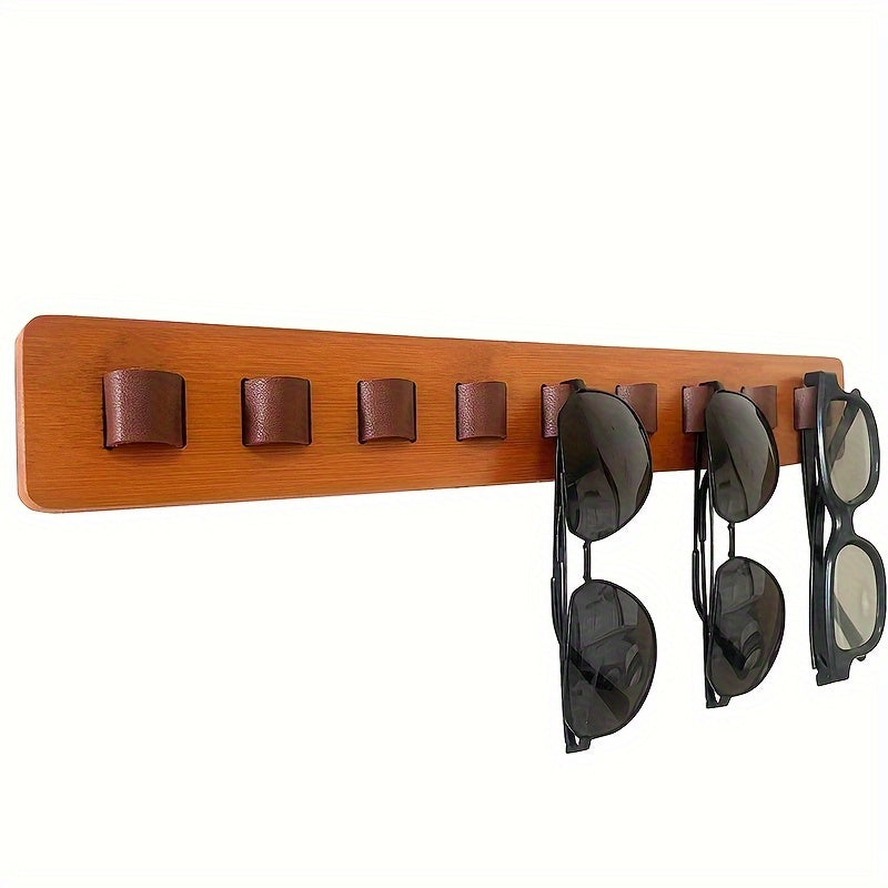 Wall-Mounted Glasses Storage Rack Wooden Display Organizer for Up to 9 Glasses