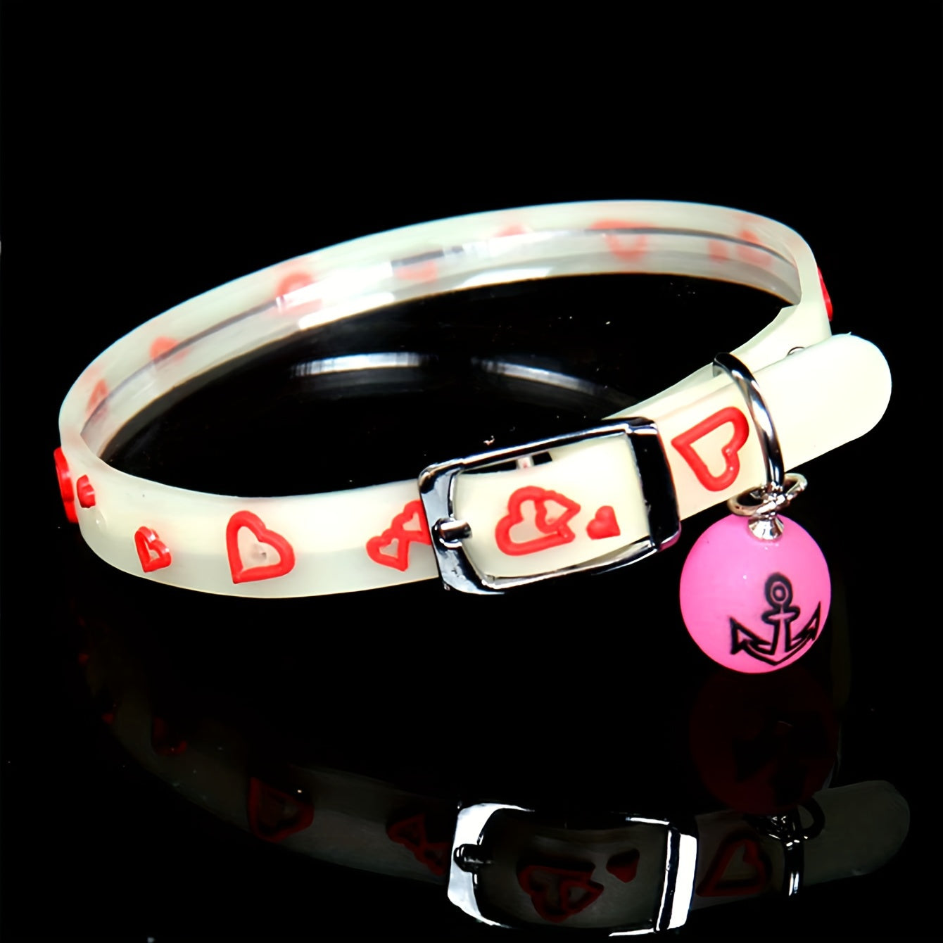 Adjustable Glow-in-the-Dark Pet Collar with Bell for Cats and Dogs in Random Colors