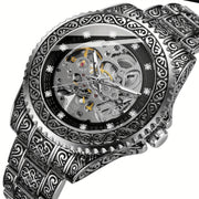 Reloj mecánico de oro para hombre con cierre mariposa y diseño hueco