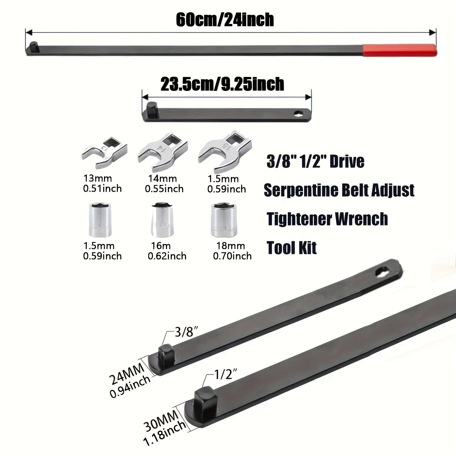 8pcs Serpentine Belt Wrench Set Universal Automotive Engine Repair Tool