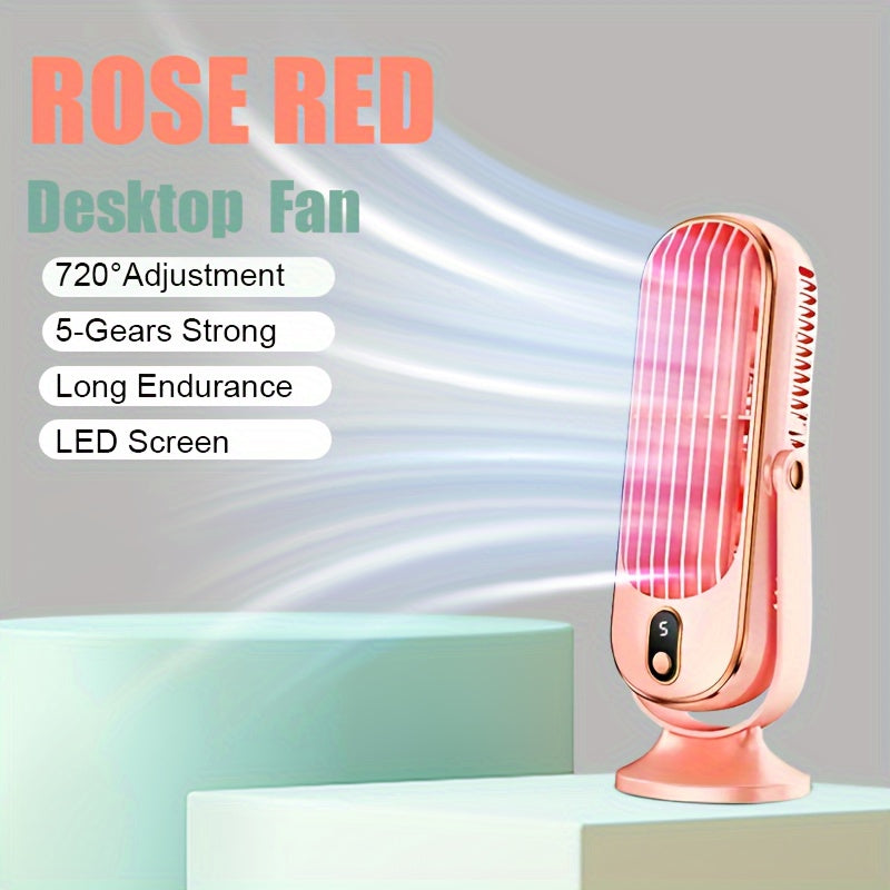 Portable Desktop Cooling Fan with USB Charging Large Capacity Battery Button Control for Office Bedroom Beach Vacation