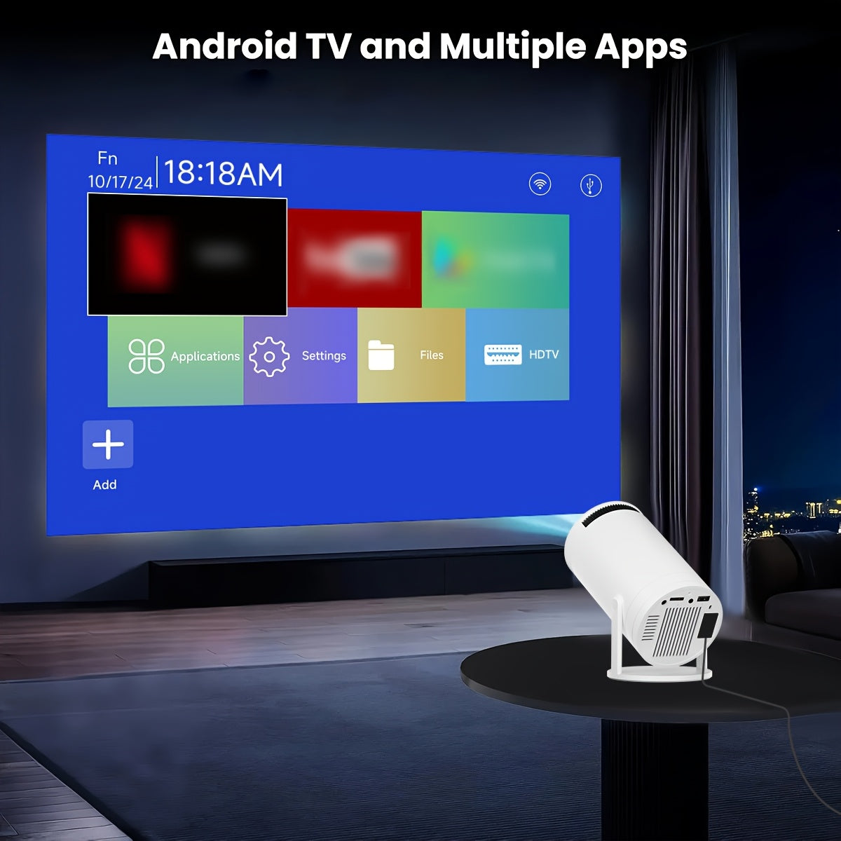 Wireless Portable 4K Projector with Android 12 and WiFi6