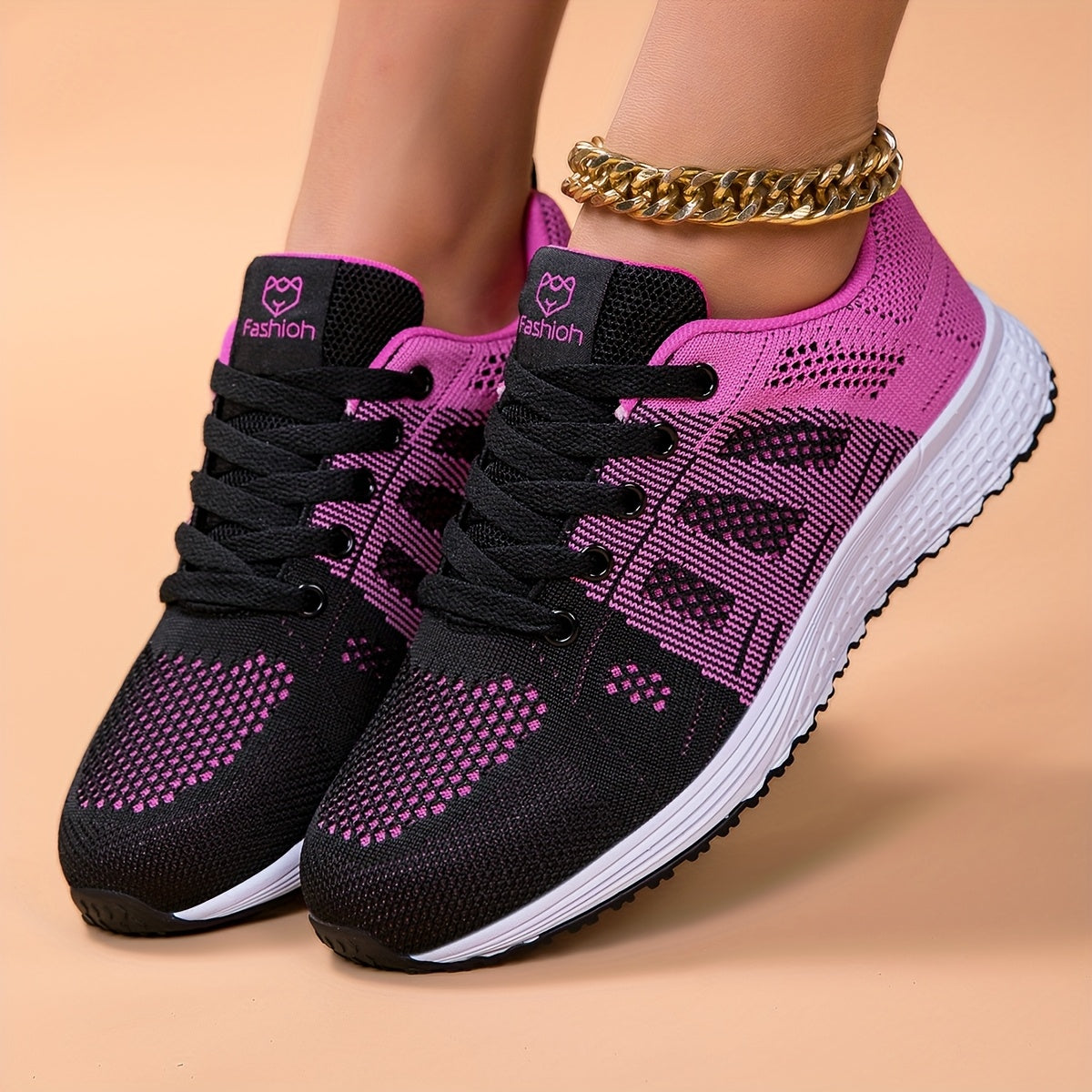 Women's Breathable Mesh Running Shoes Lightweight Sneakers Black Pink
