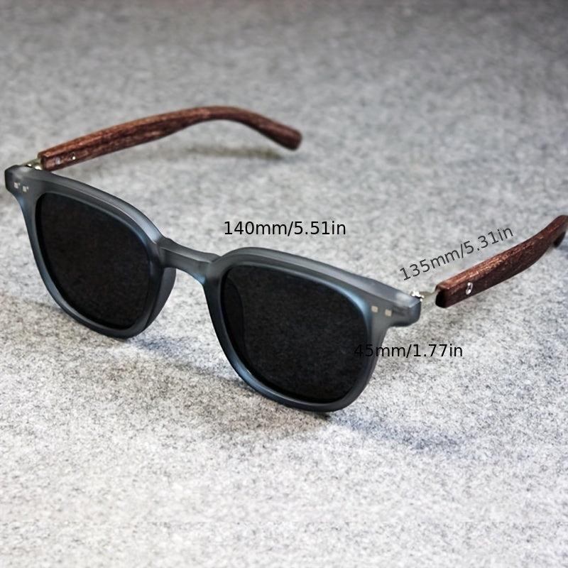Gafas de sol cuadradas con acabado en madera vintage para hombres y mujeres estilo retro para conducir, playa y viajes